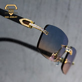 Fashion Jewelry Mens Glasses Iced Out VVS Moissanite Black Buffalo Horn Sunglasses