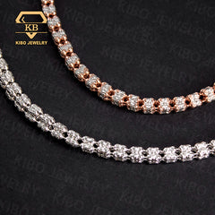 4MM 4 Rows Moon Ice Cut Chain 925 Sterling Silver Gold Plated Necklace