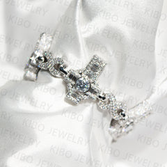 Pass Diamond Tester S925 Silver VVS Baguette Moissanite Cross Bracelet