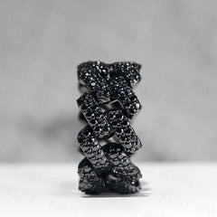 Hip hop black moissanite jewelry 925 silver iced out cuban rings