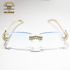 Hip Hop Iced Out Glasses Buffalo Horn VVS Moissanite Sunglasses