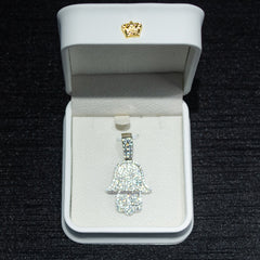 925 Sterling Silver Micro Paved Setting Moissanite Iced Out Hamsa Hand Pendant