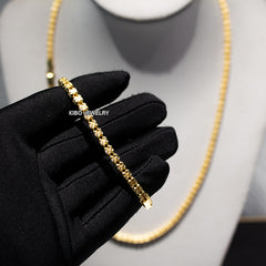 4MM 4 Rows Moon Ice Cut Chain 925 Sterling Silver Gold Plated Necklace