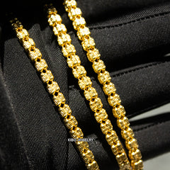 4MM 4 Rows Moon Ice Cut Chain 925 Sterling Silver Gold Plated Necklace