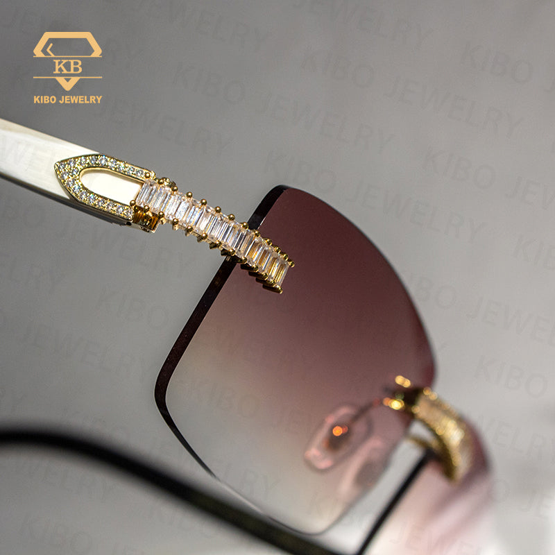 hip hop jewelry baguette cut vvs moissanite iced out buffalo horn sunglasses
