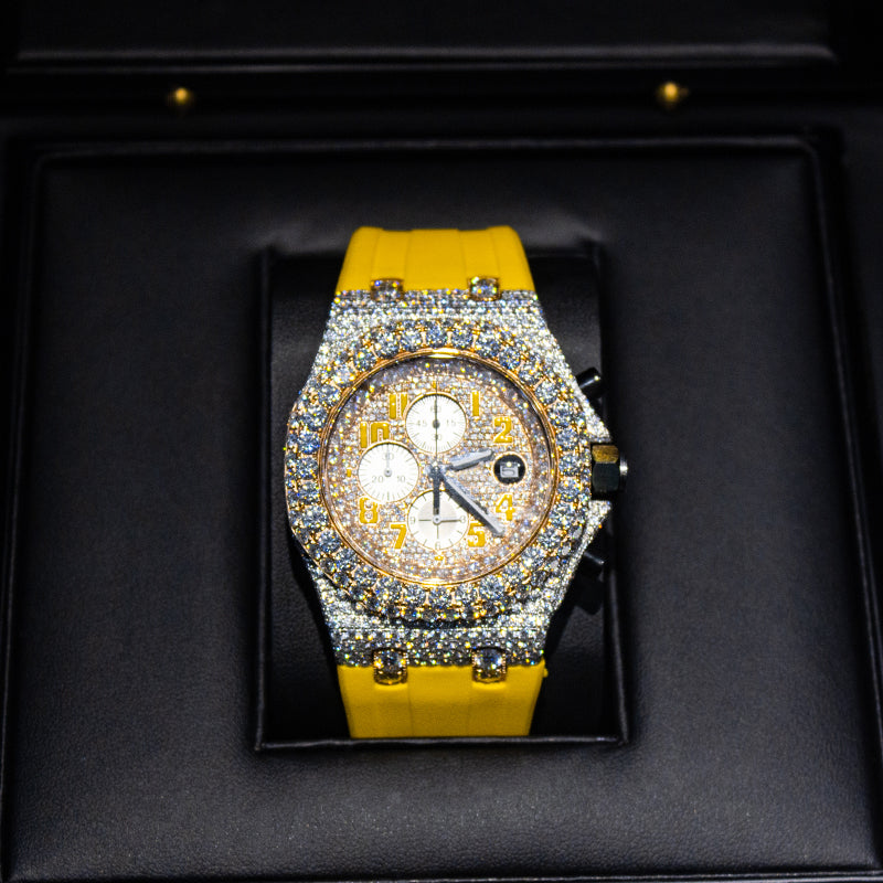 Custom Rubber Band AP VVS Moissanite Iced Out Mechanical Watches