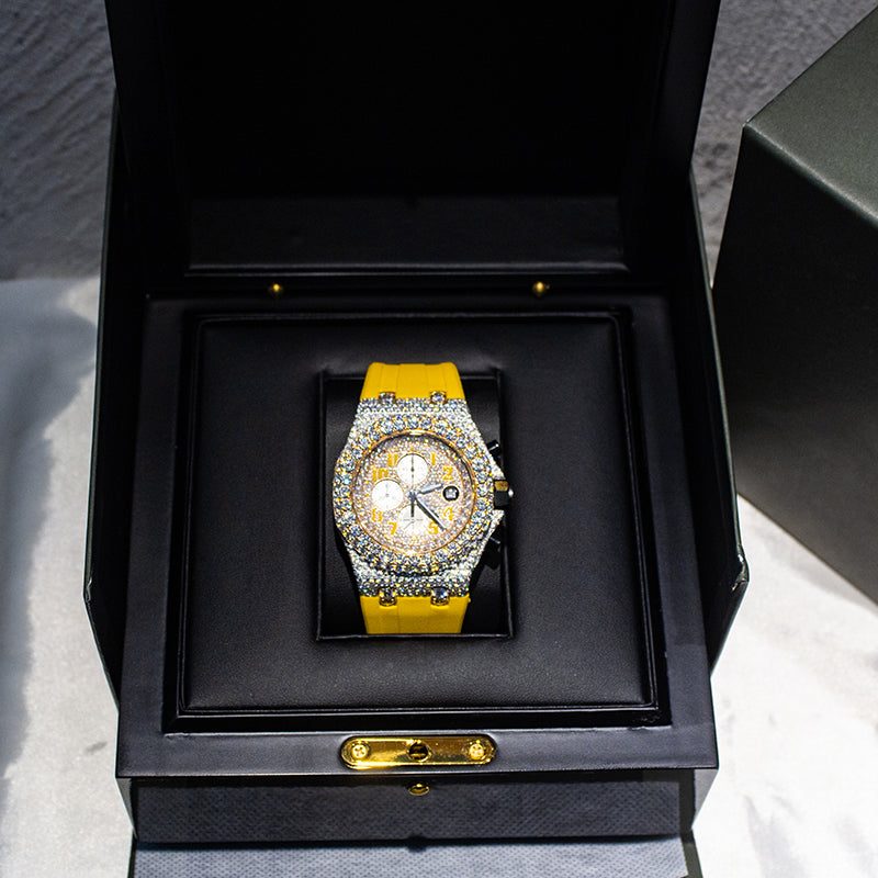 Custom Rubber Band AP VVS Moissanite Iced Out Mechanical Watches