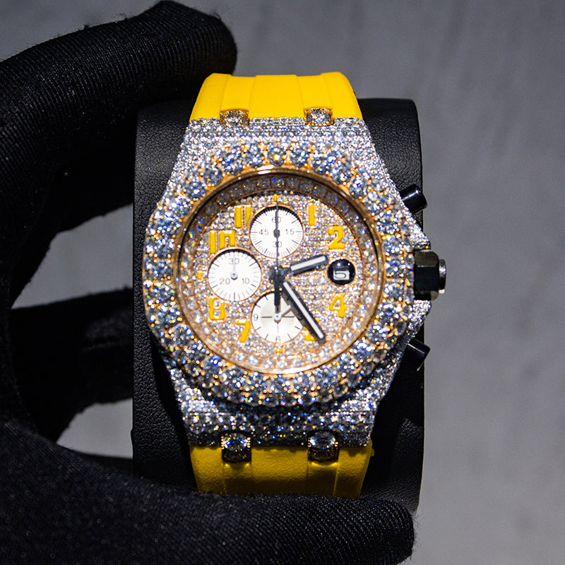 Custom Rubber Band AP VVS Moissanite Iced Out Mechanical Watches