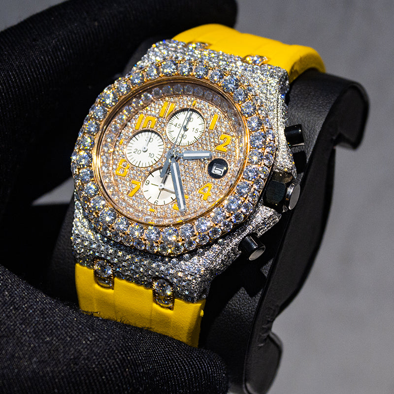 Custom Rubber Band AP VVS Moissanite Iced Out Mechanical Watches