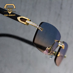 Fashion Jewelry Mens Glasses Iced Out VVS Moissanite Black Buffalo Horn Sunglasses