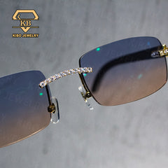 Fashion Jewelry Mens Glasses Iced Out VVS Moissanite Black Buffalo Horn Sunglasses