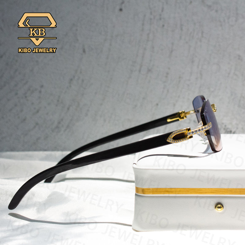 Fashion Jewelry Mens Glasses Iced Out VVS Moissanite Black Buffalo Horn Sunglasses