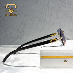 Fashion Jewelry Mens Glasses Iced Out VVS Moissanite Black Buffalo Horn Sunglasses