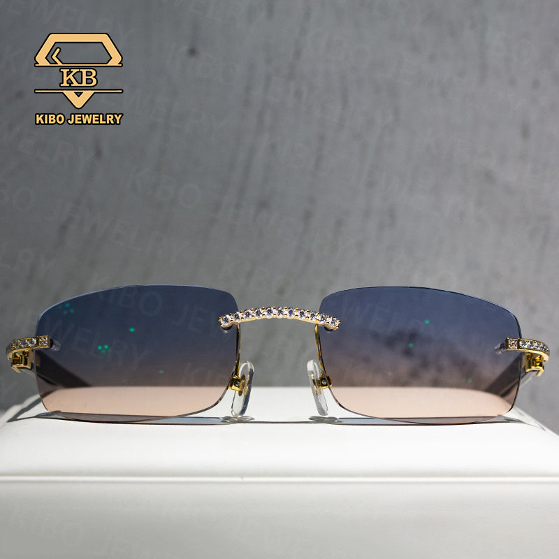 Fashion Jewelry Mens Glasses Iced Out VVS Moissanite Black Buffalo Horn Sunglasses