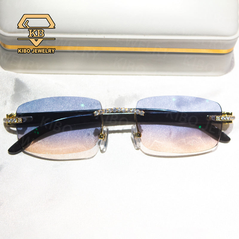 Fashion Jewelry Mens Glasses Iced Out VVS Moissanite Black Buffalo Horn Sunglasses