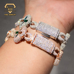 Iced Out Moissanite Clover Infinity Link Cuban Bracelet And Necklace