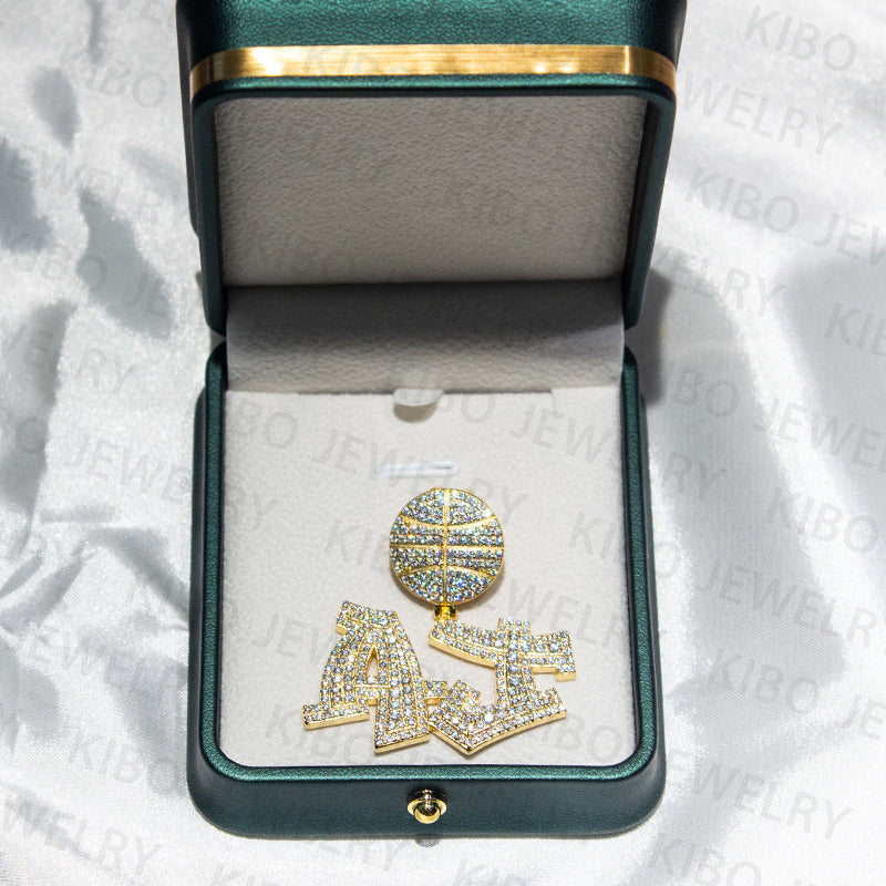 Mens Iced Out Custom Jewelry Letter 925 Sterling Silver VVS Moissanite Diamond Name Initial Logo Rapper Hip Hop Pendant