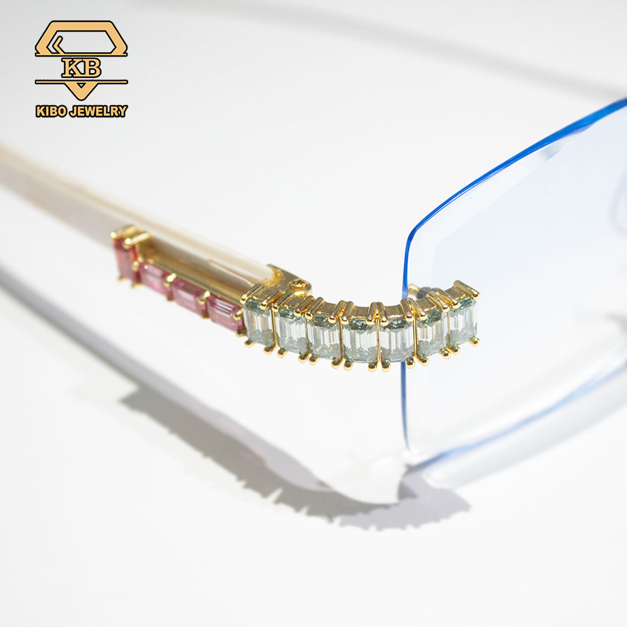 Hip Hop Iced Out Glasses Buffalo Horn VVS Moissanite Sunglasses