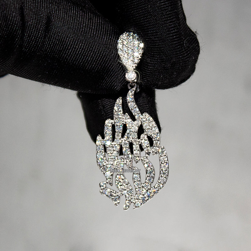 Moissanite Iced Out 925 Sterling Silver Shiny  Chai Hamsa Pendants