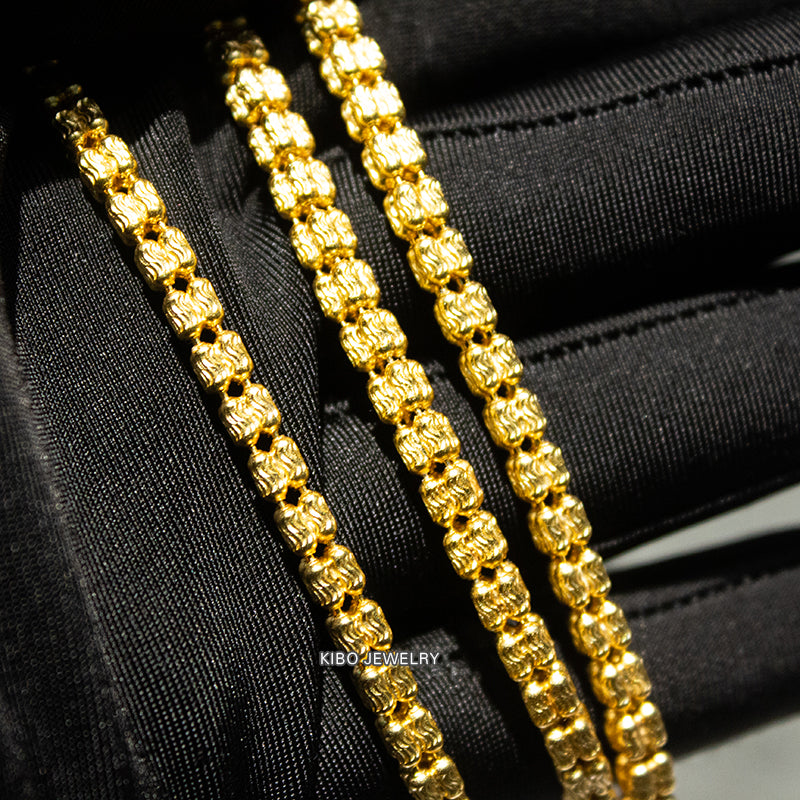 4MM 4 Rows Moon Ice Cut Chain 925 Sterling Silver Gold Plated Necklace