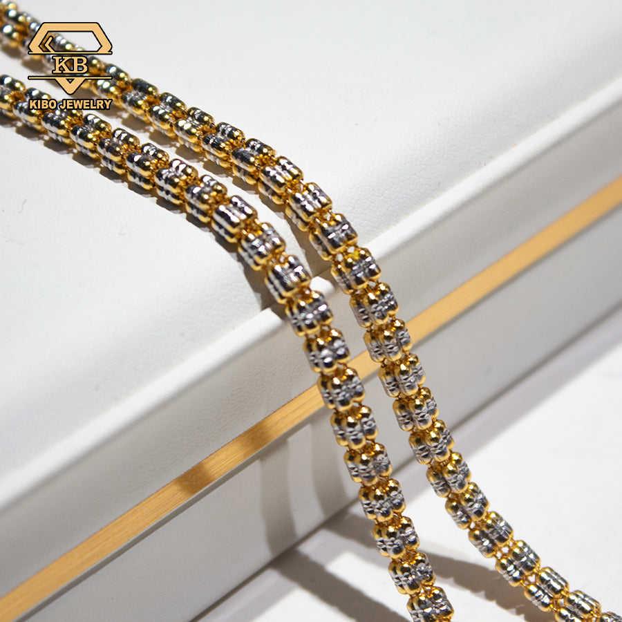 4MM 4 Rows Moon Ice Cut Chain 925 Sterling Silver Gold Plated Necklace