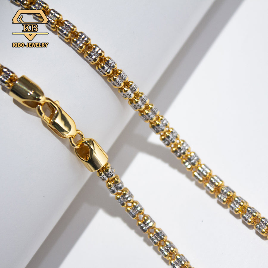 4MM 4 Rows Moon Ice Cut Chain 925 Sterling Silver Gold Plated Necklace