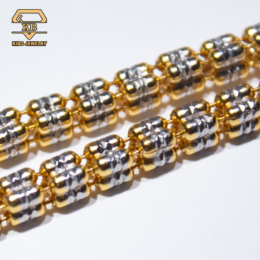 4MM 4 Rows Moon Ice Cut Chain 925 Sterling Silver Gold Plated Necklace