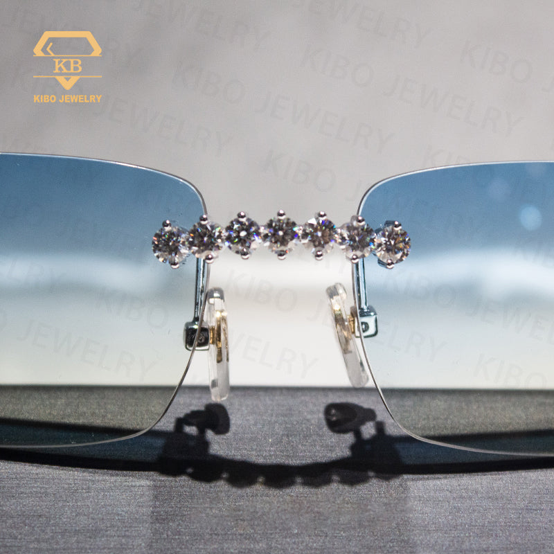 Hip Hop Iced Out Glasses Buffalo Horn VVS Moissanite Sunglasses