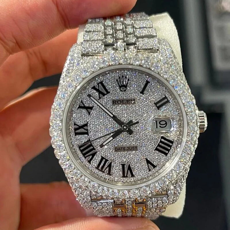 Hip Hop Stainless Steel Fully Iced Out 41MM Moissanite Diamond Automatic Mechanical Watch